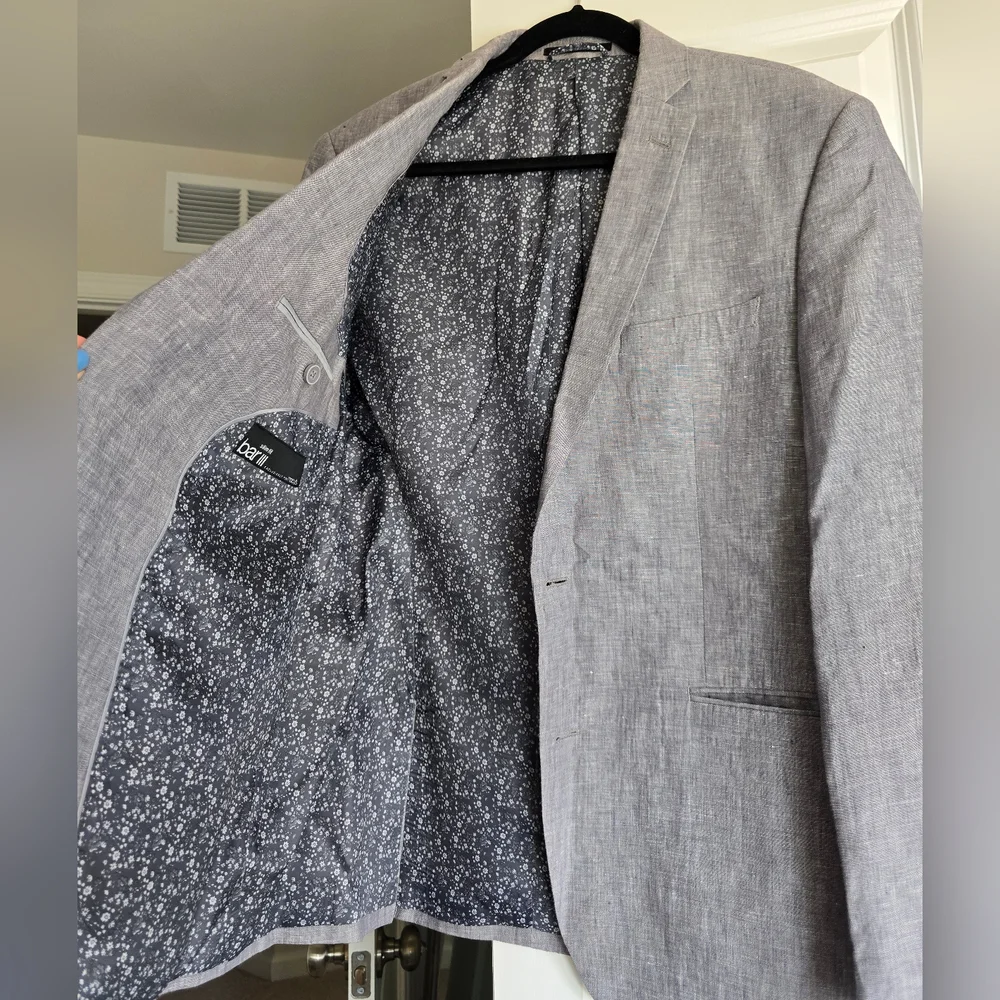Bar III Men's Gray Linen Suit Set (Jacket 42RPants 3232) - Picture 6 of 9